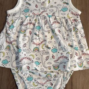 Vestido body branco dinossauros