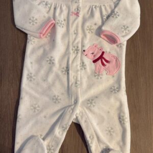 Macacão fleece branco urso