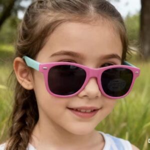 Óculos de Sol Infantil Flexível Rosa e Verde